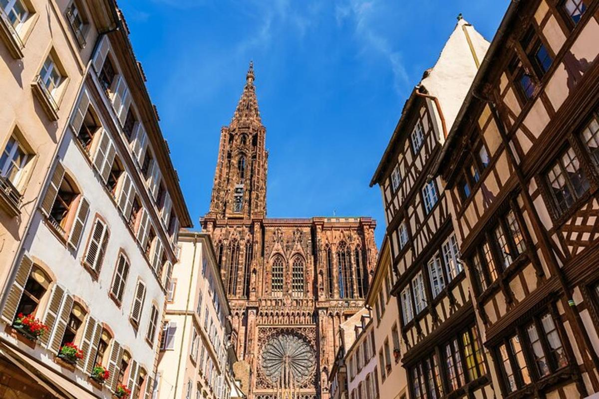 a large cathedral with a steeple in the distance