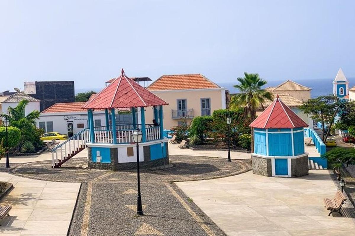 a park with a gazebo and a playground