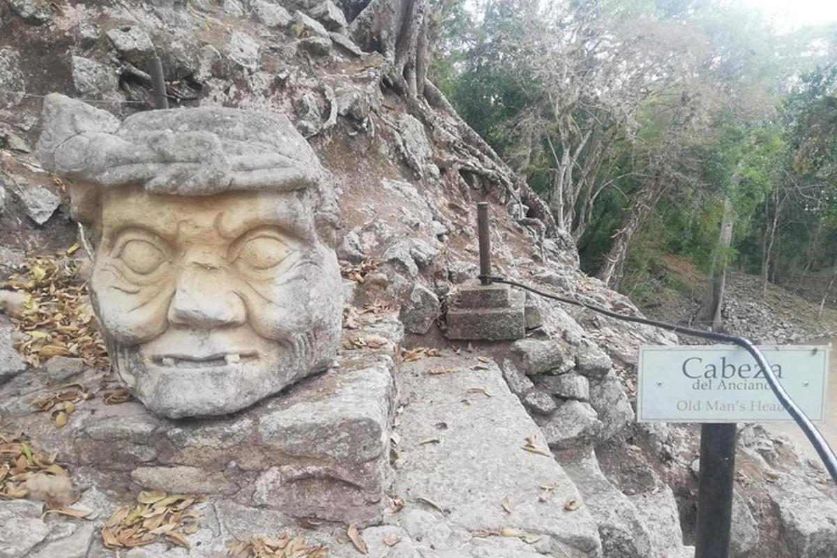 a statue of a face on the side of a mountain
