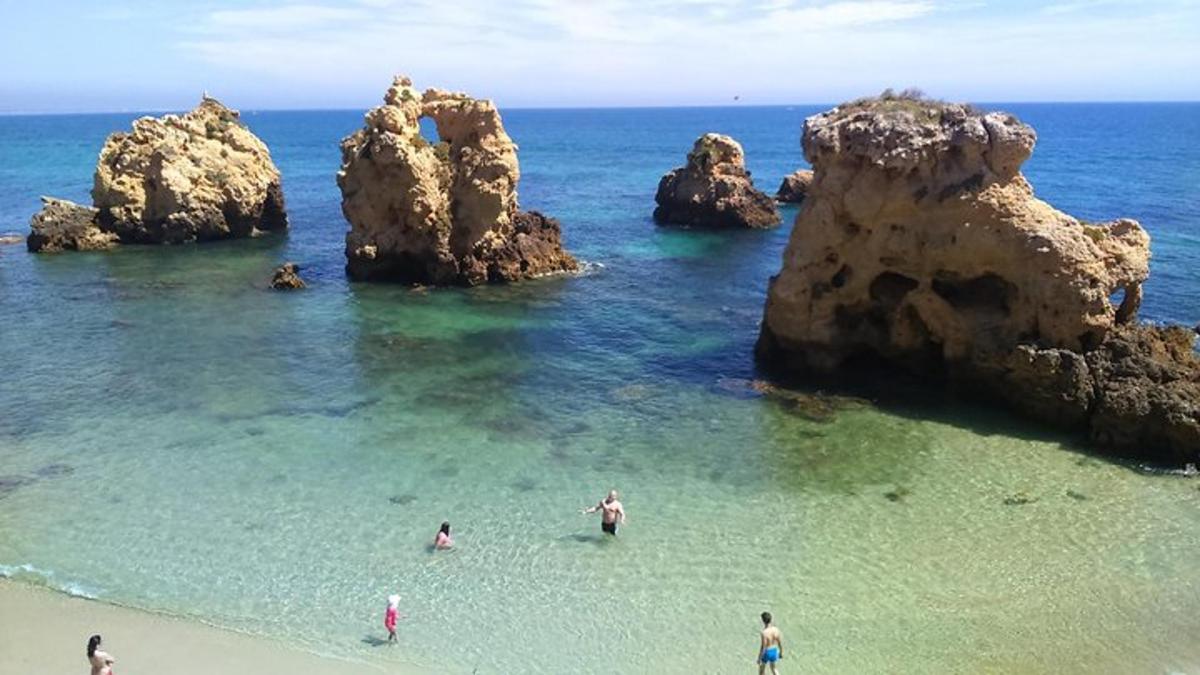 un gruppo di persone in piedi nell'acqua della spiaggia