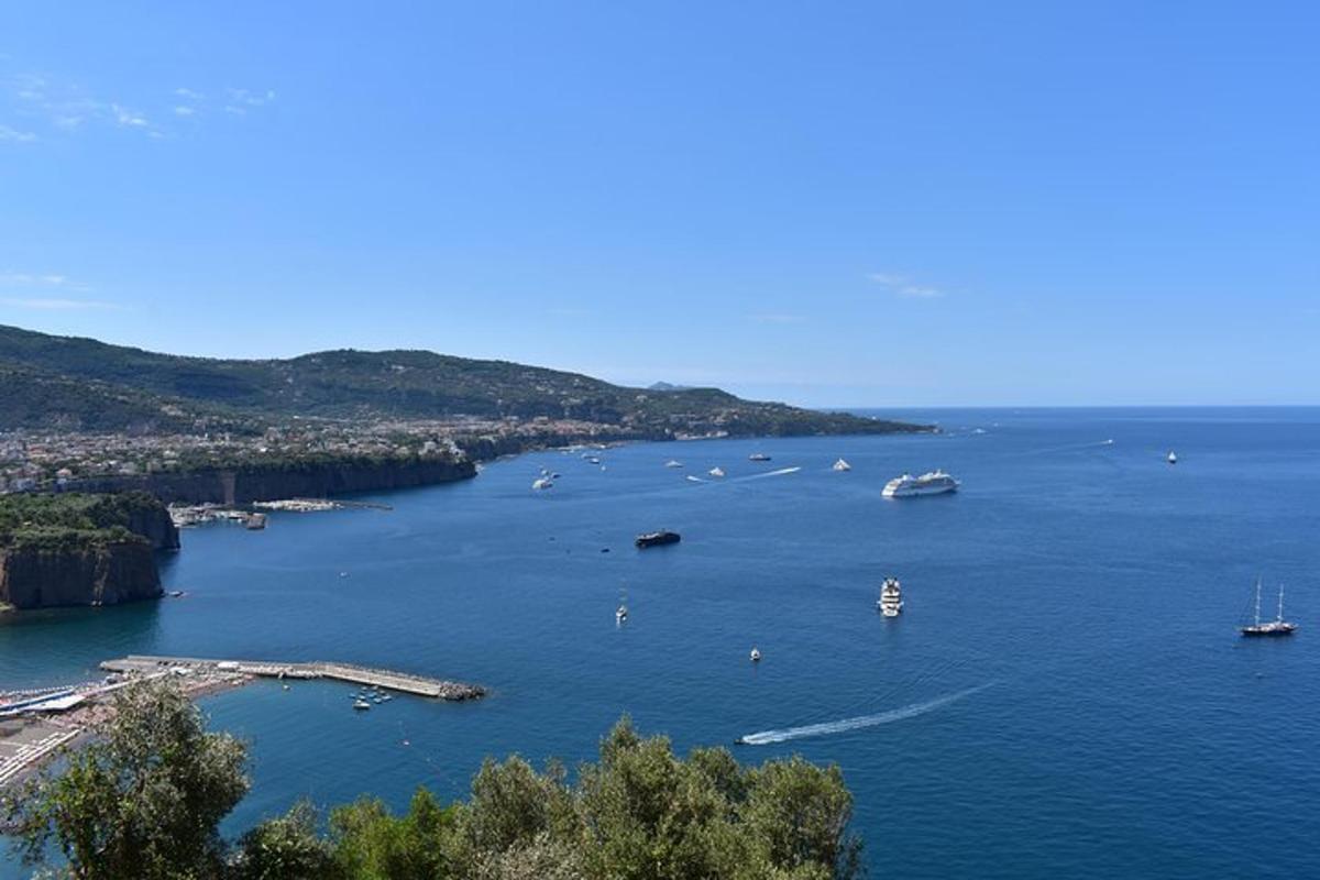 uma vista de um grande corpo de água com barcos