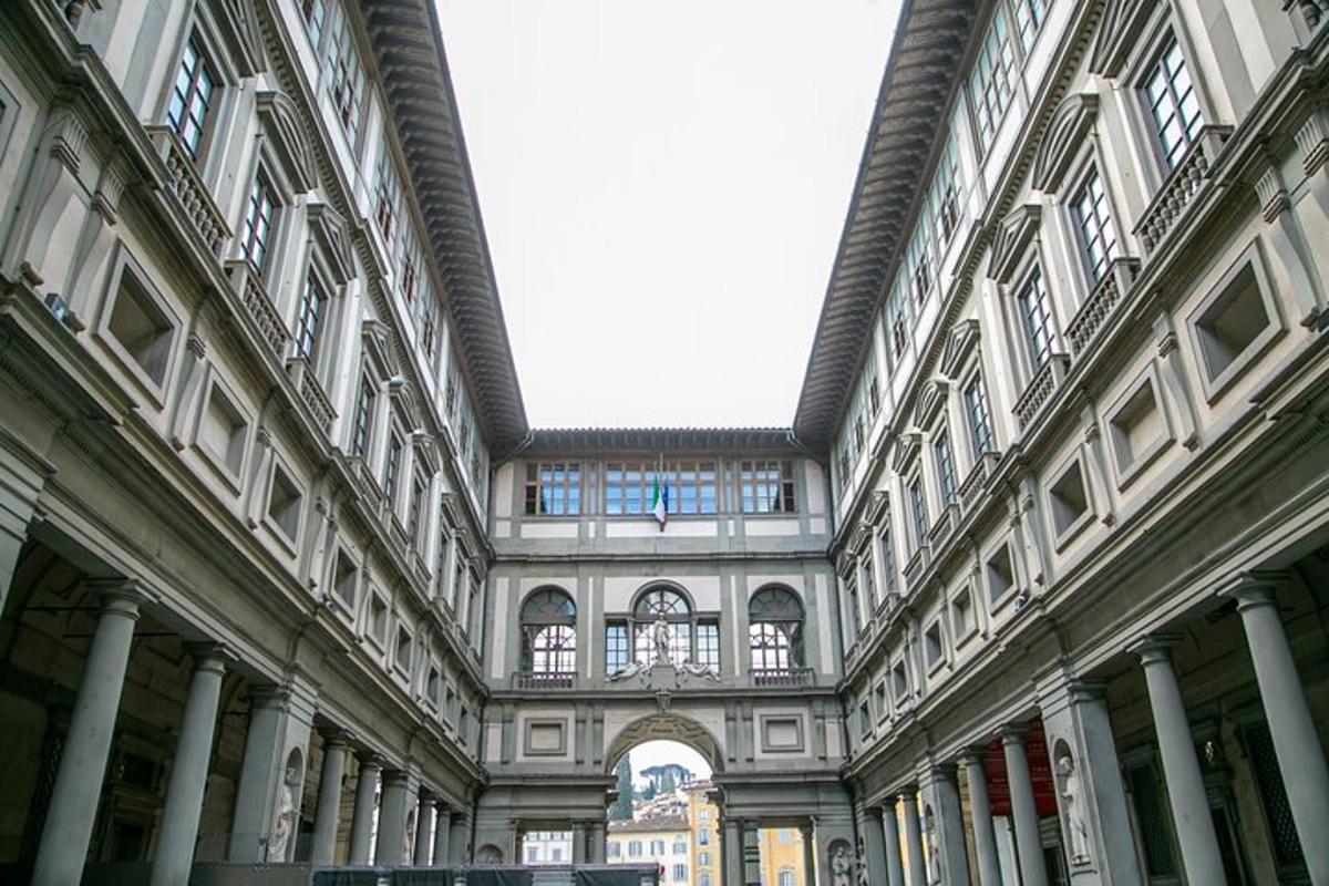 a large building with columns and a ceiling
