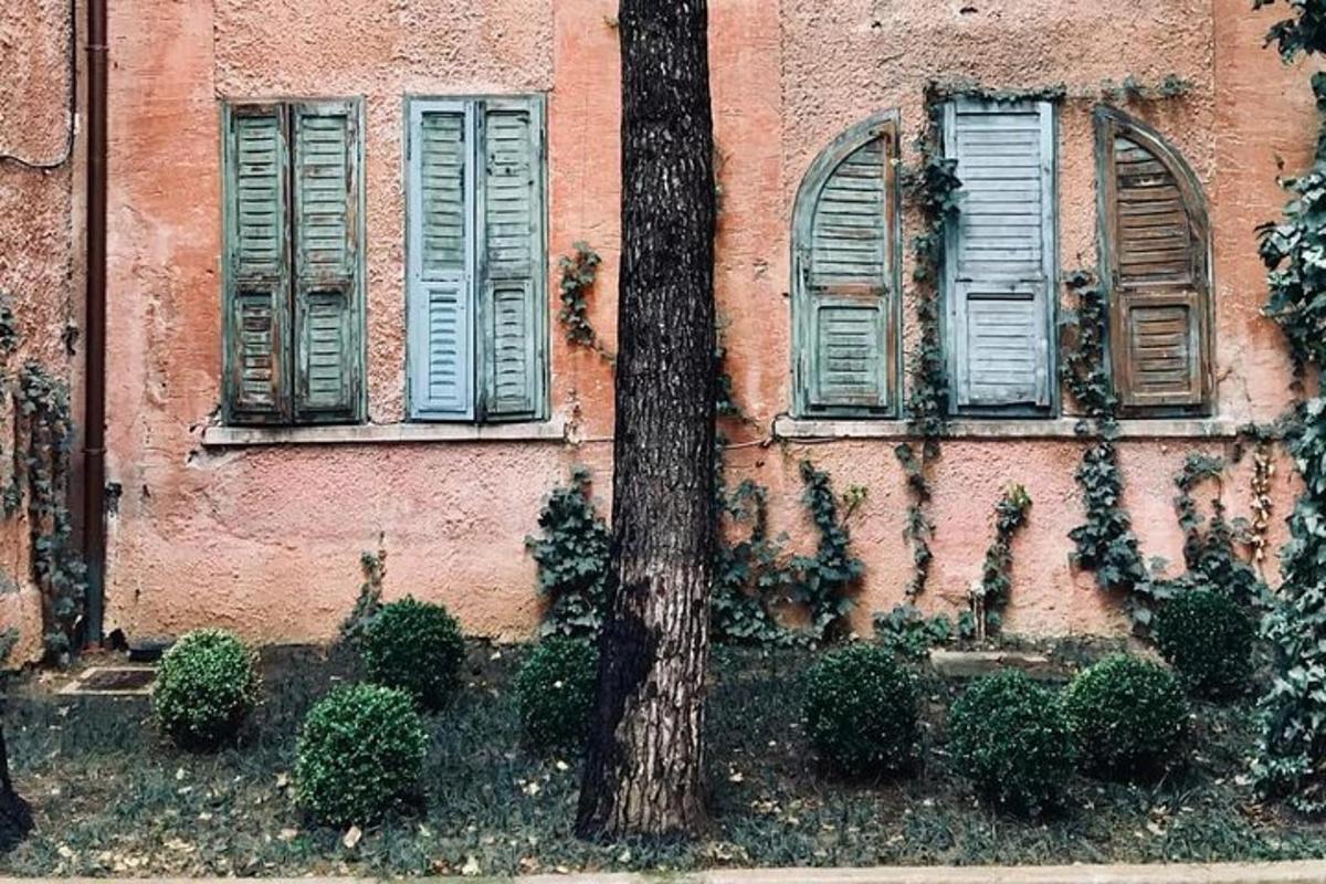 un albero davanti a un edificio con finestre