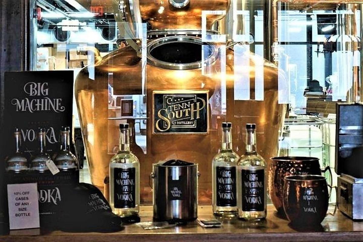 a display of bottles of alcohol on a counter