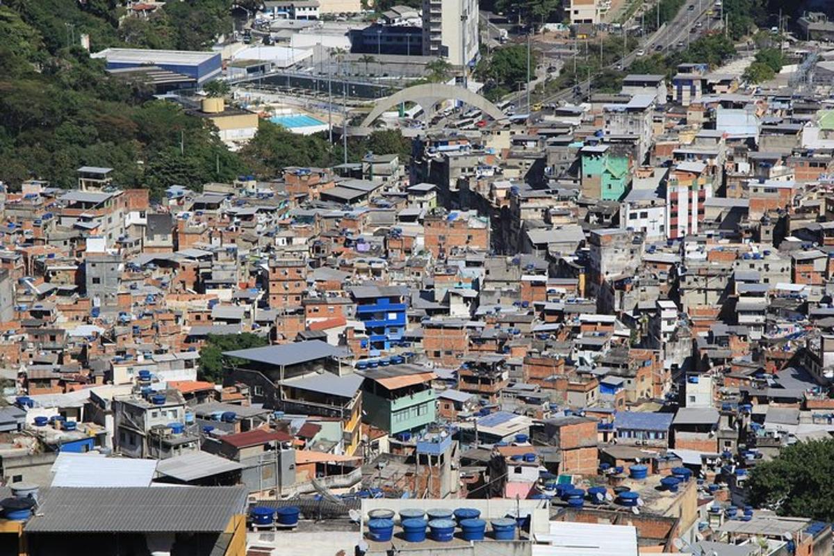 an overhead view of a city with many buildings