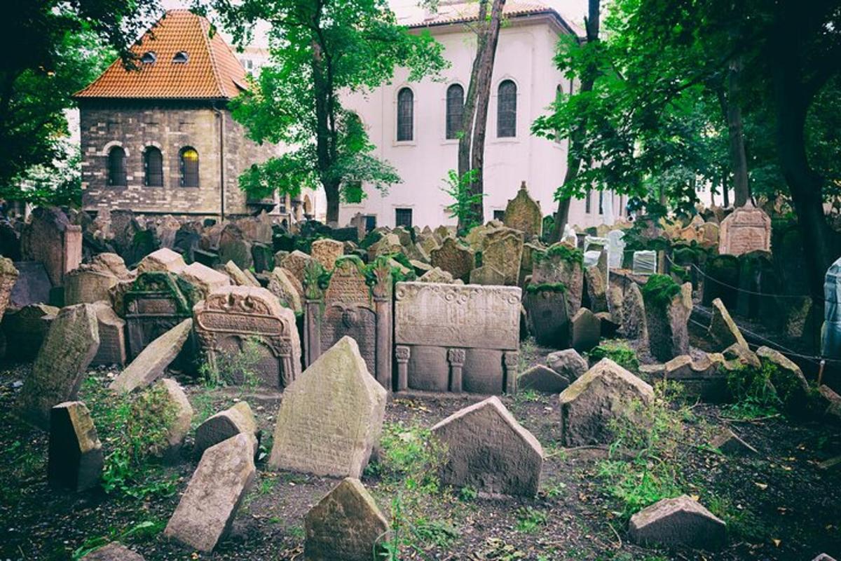 a group of graves in front of a building