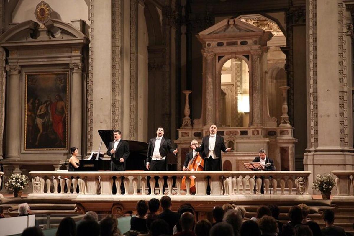 a group of people playing music in a building