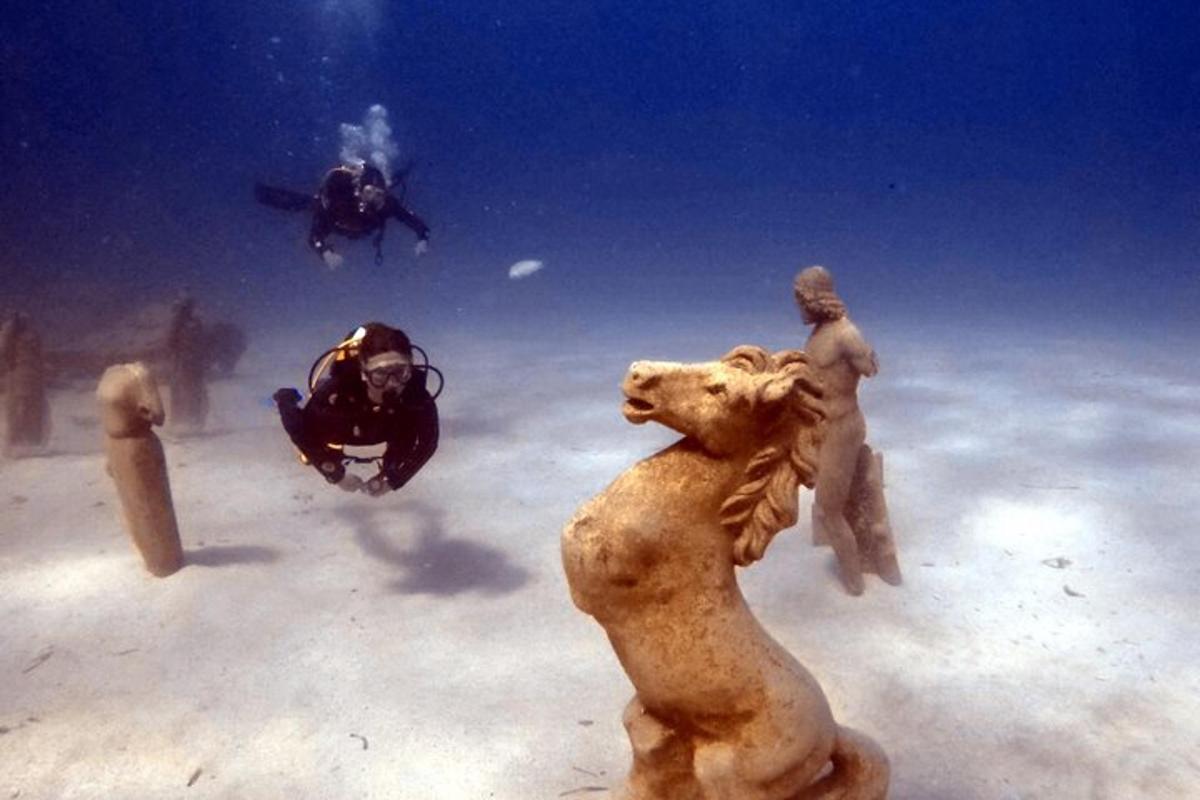 Un grupo de animales de juguete en el agua.