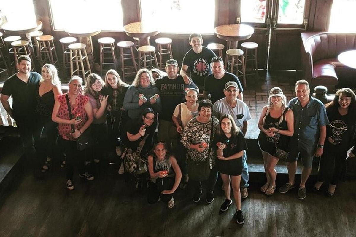 a group of people posing for a picture in a room