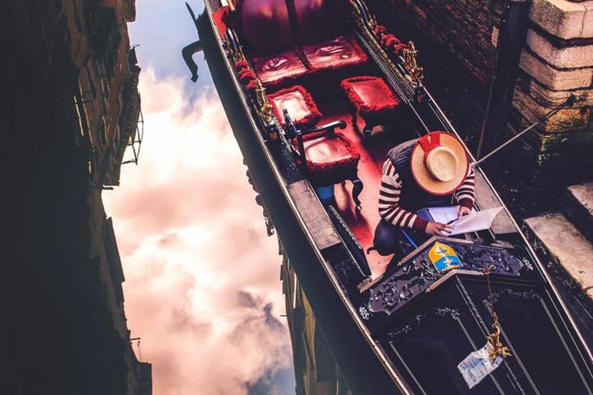 a man sitting in a boat in the clouds