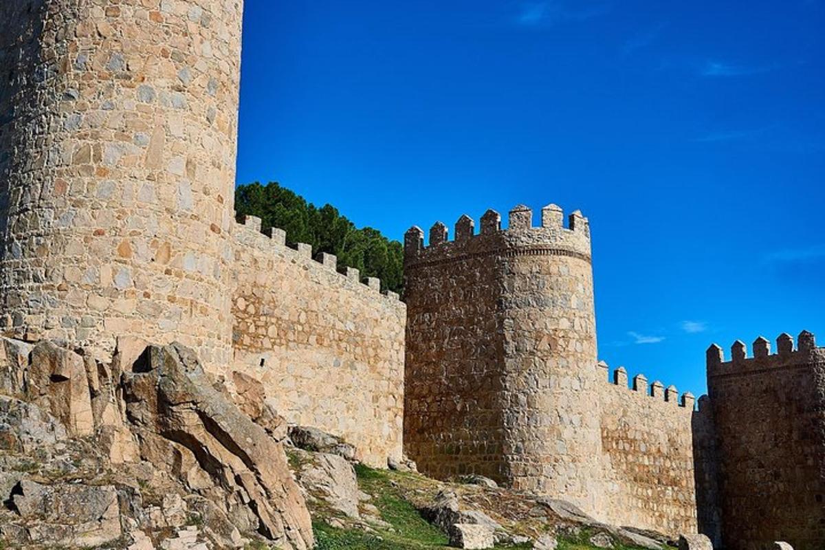a castle with two towers on top of a hill