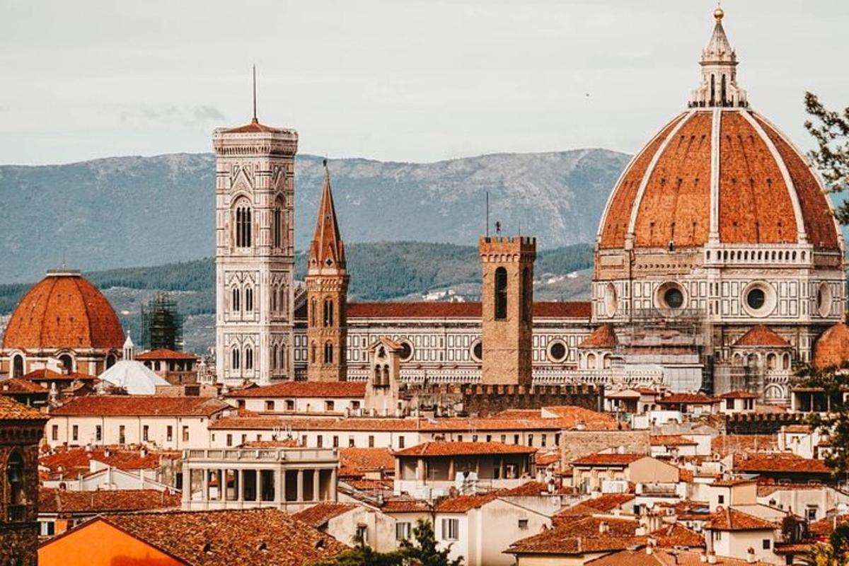 una vista di una città con molte cupole ed edifici