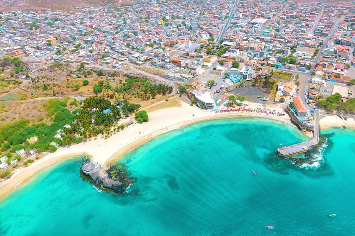an aerial view of a beach and the ocean