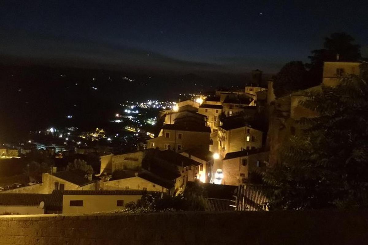 a view of a city at night with lights