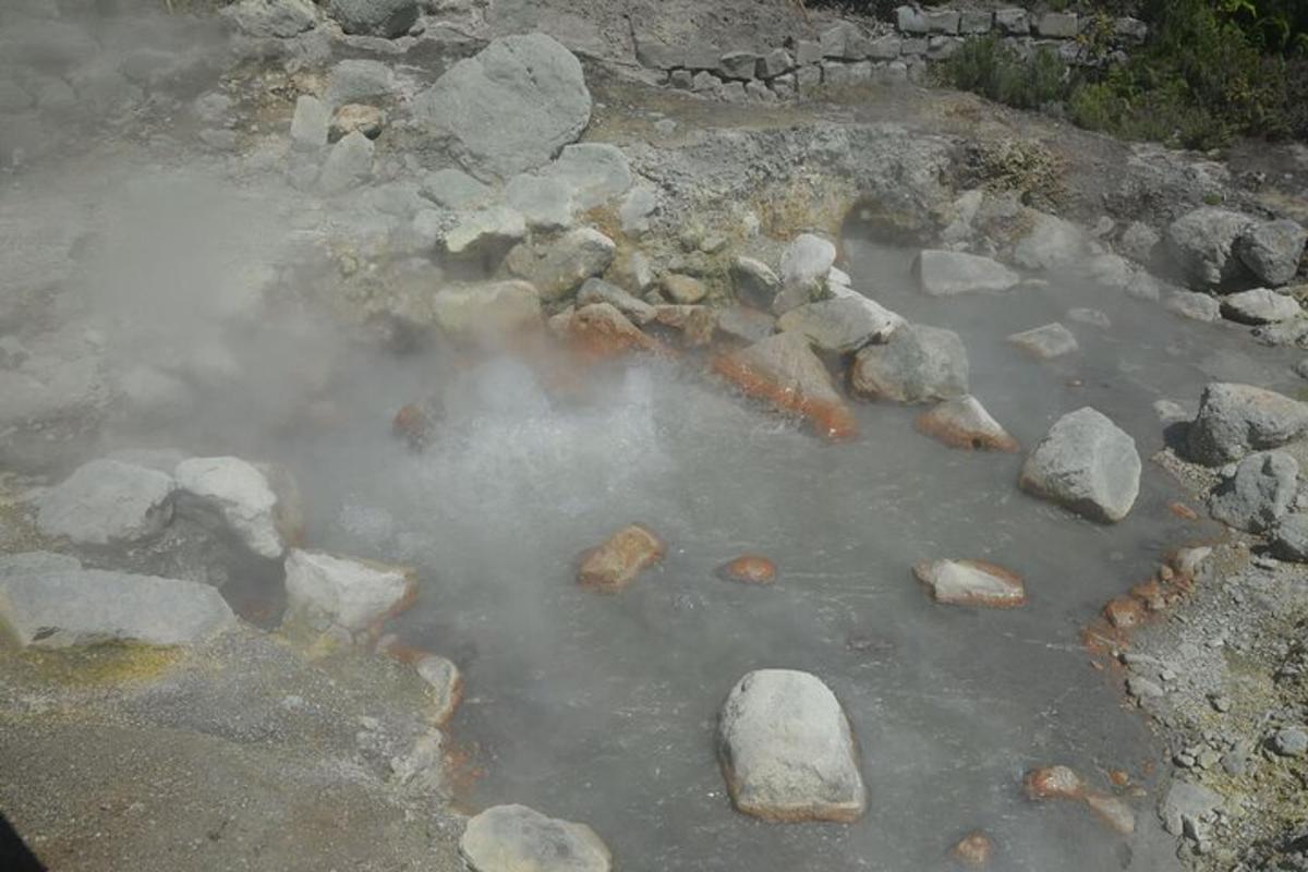 Un estanque de agua y rocas en un suelo rocoso