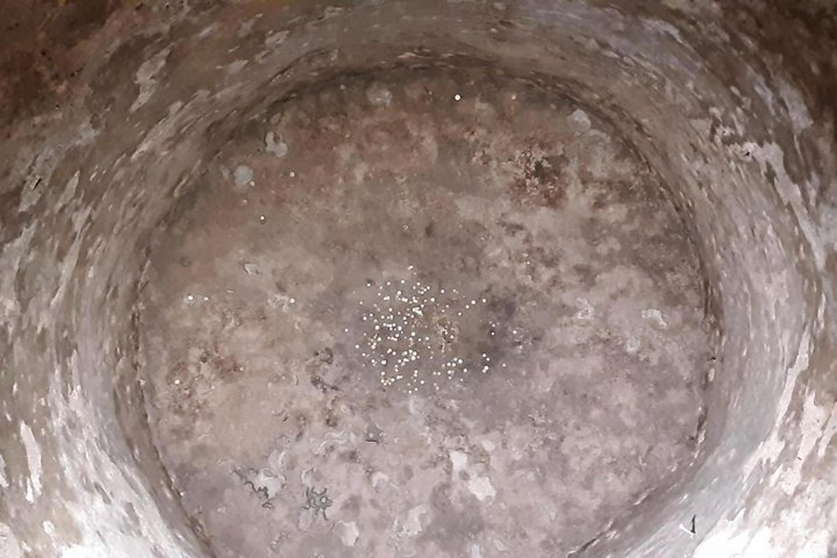 un primo piano di un secchio d'acqua sporca