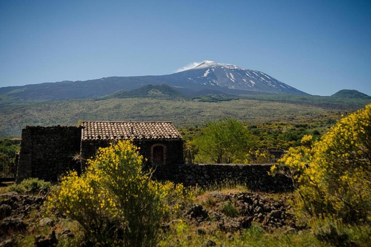 un vecchio edificio con una montagna sullo sfondo