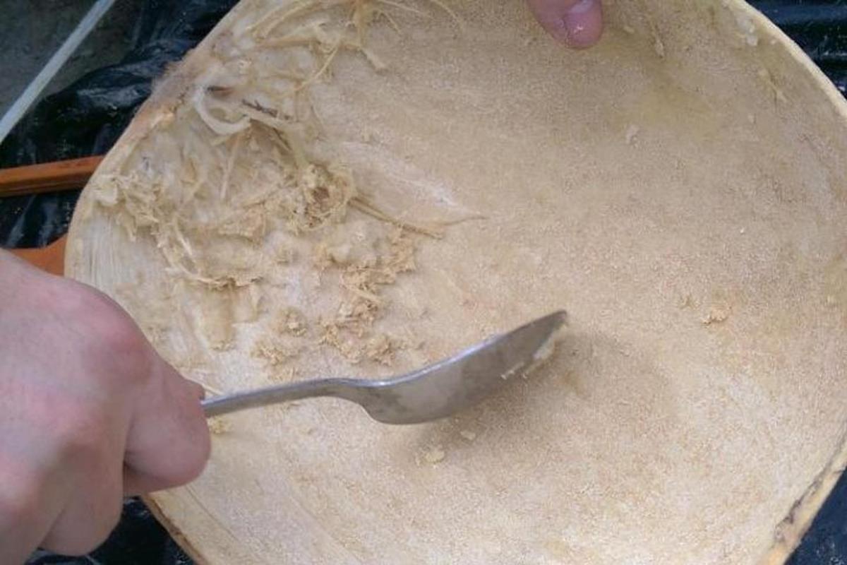 osoba držící lžíci na koláči