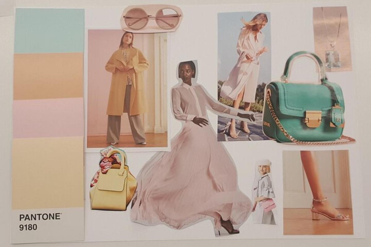 Un collage de fotos de ropa y bolsos.