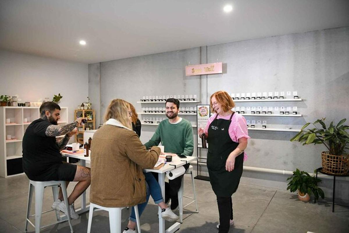 a group of people standing in a store