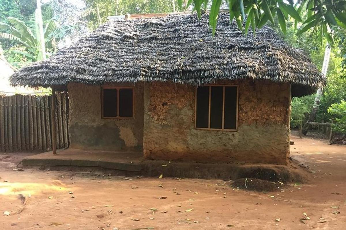 a small house with a straw roof