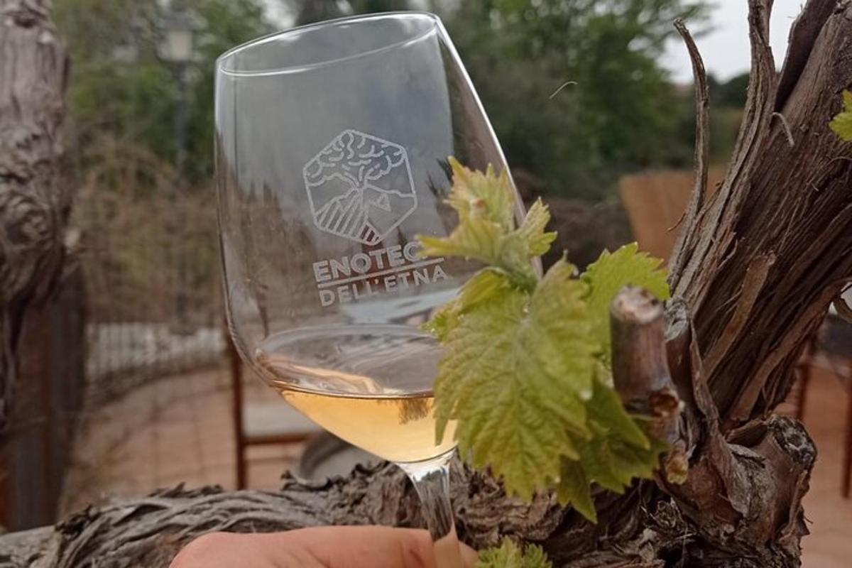 un bicchiere di vino bianco appoggiato su un tavolo