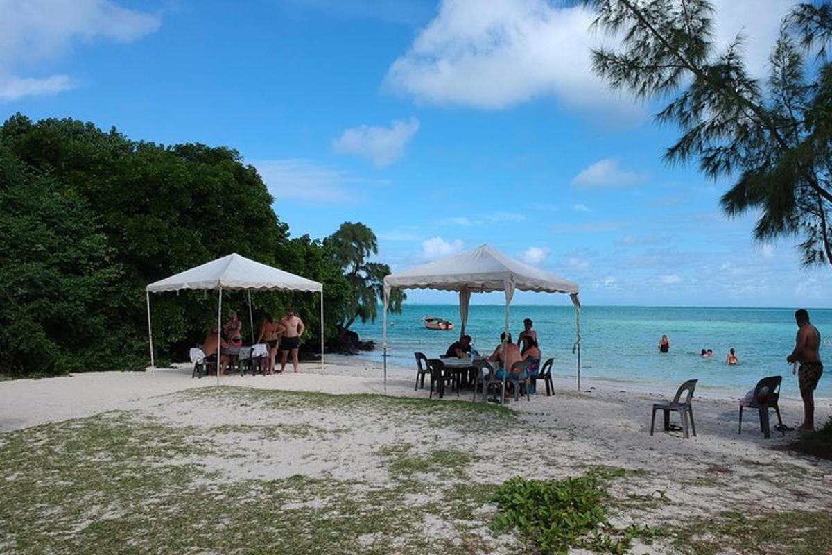 un gruppo di persone sedute sotto gli ombrelloni su una spiaggia