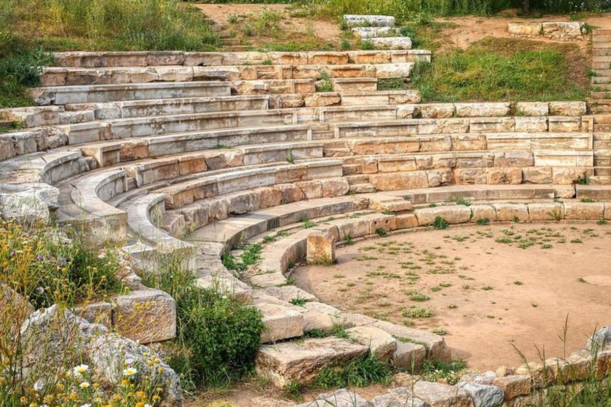 ένα μεγάλο πέτρινο αμφιθέατρο σε ένα χωράφι