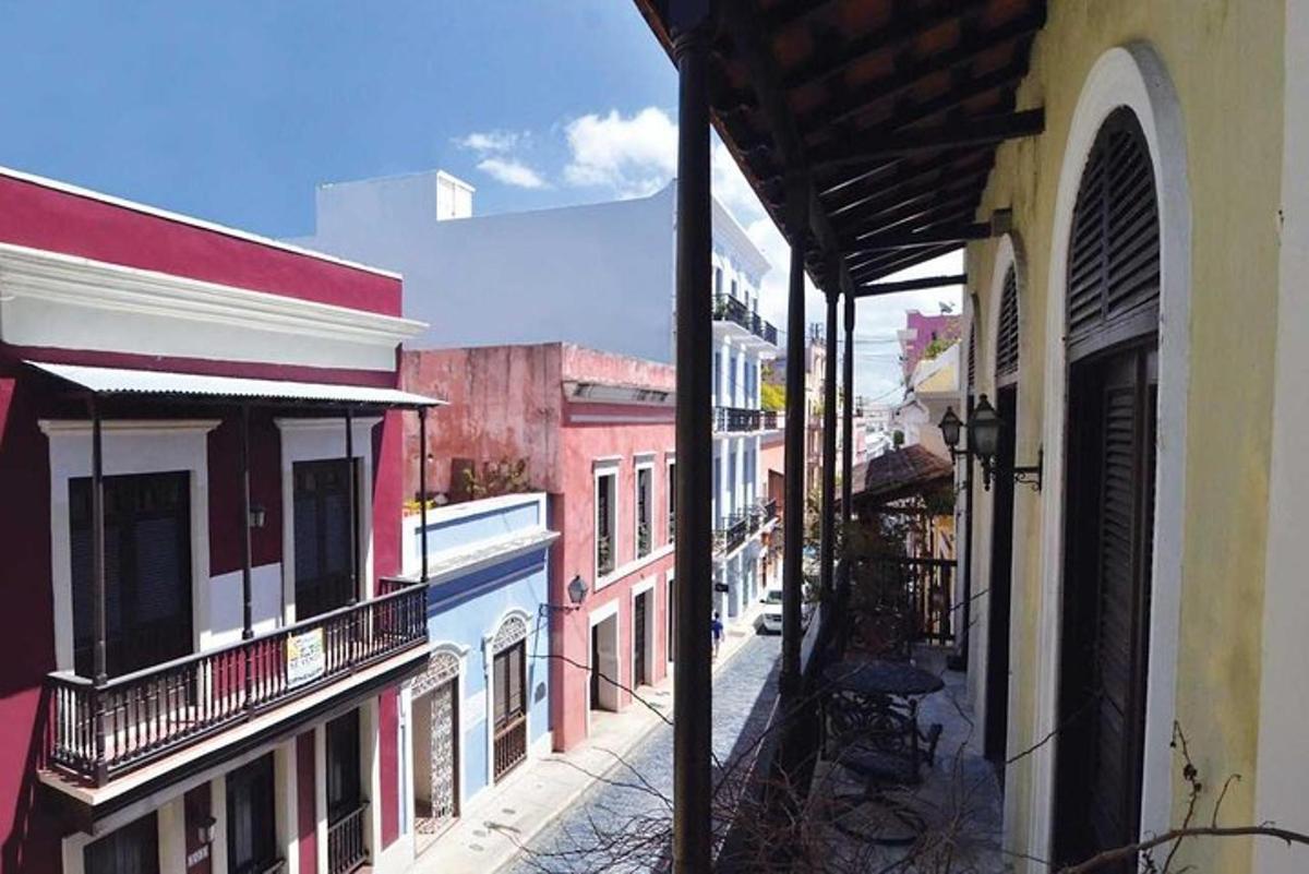 a view of a city street with buildings