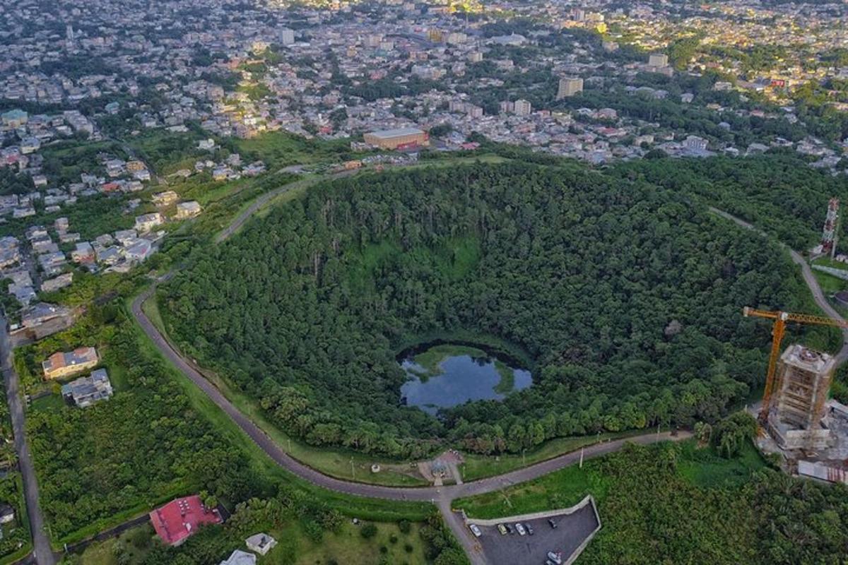 widok z lotu ptaka na park z jeziorem