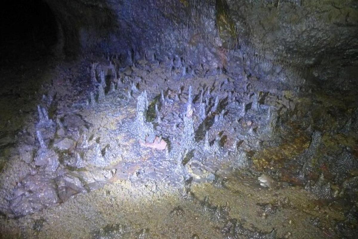 a painting of a group of people in a cave
