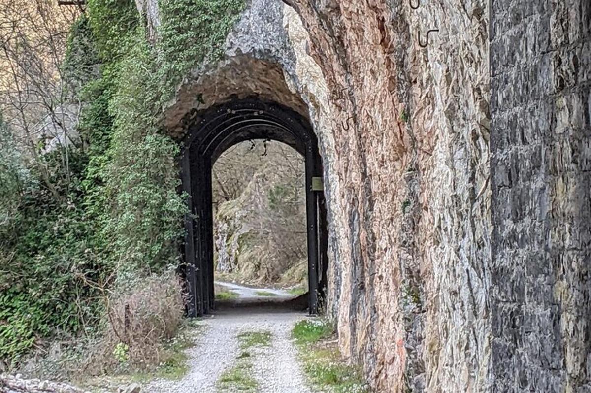 un túnel al costat d'una paret de maons