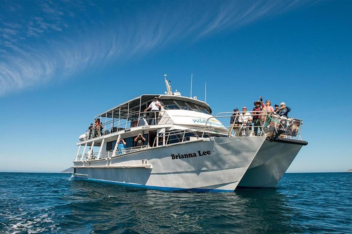 a group of people on a large boat in the water