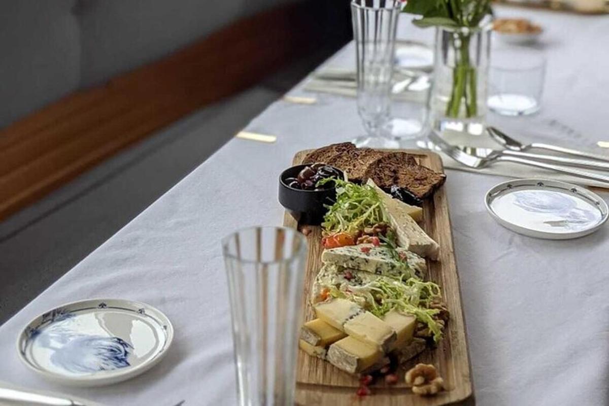 a table with a plate of food on a table
