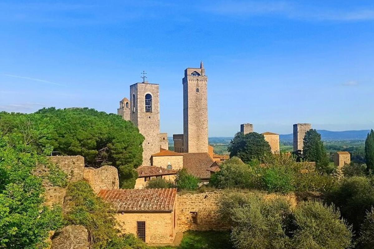 un antic castell amb dues torres en un turó