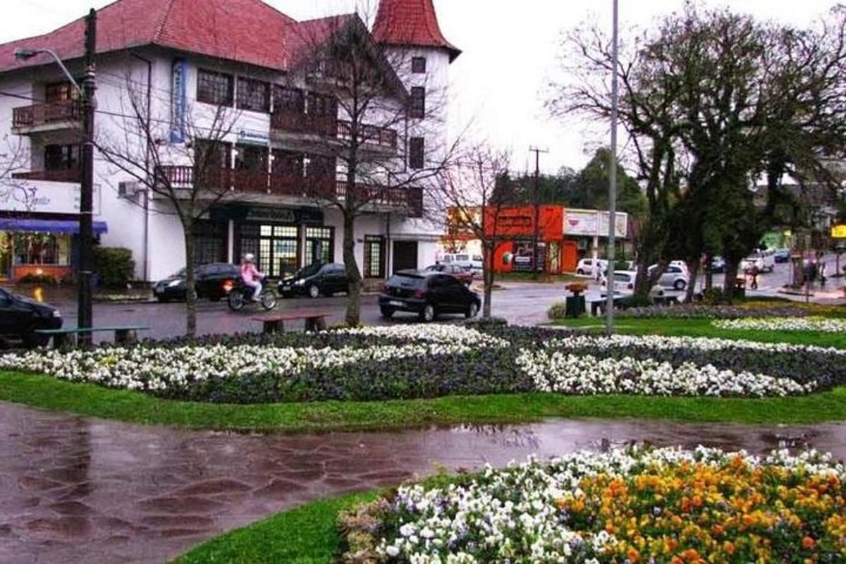 park s cvetjem sredi ulice
