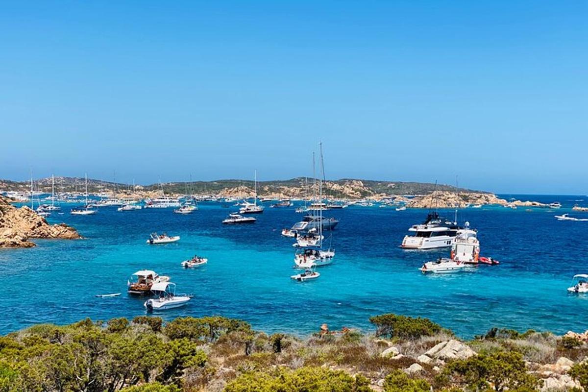 a group of boats in a large body of water