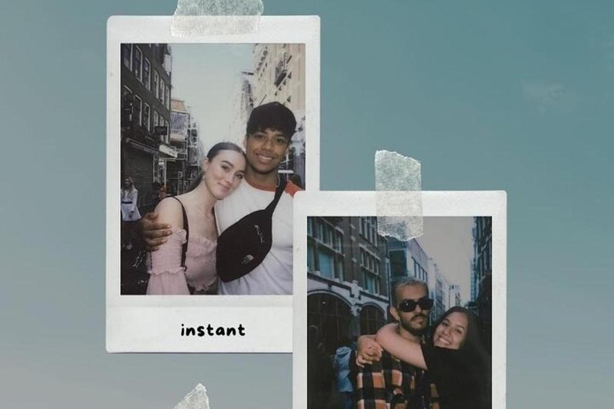 koláž z fotografií muže a ženy