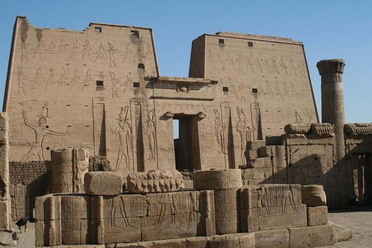 an ancient building with hieroglyphics on it