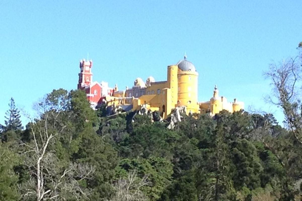 un castillo en la cima de una colina con árboles