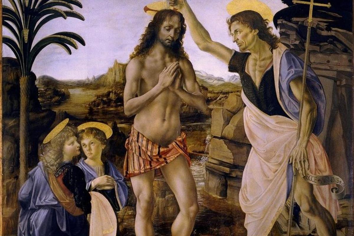 a painting of two men in a painting