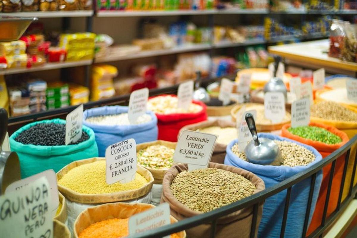 a display case in a store with different types of food