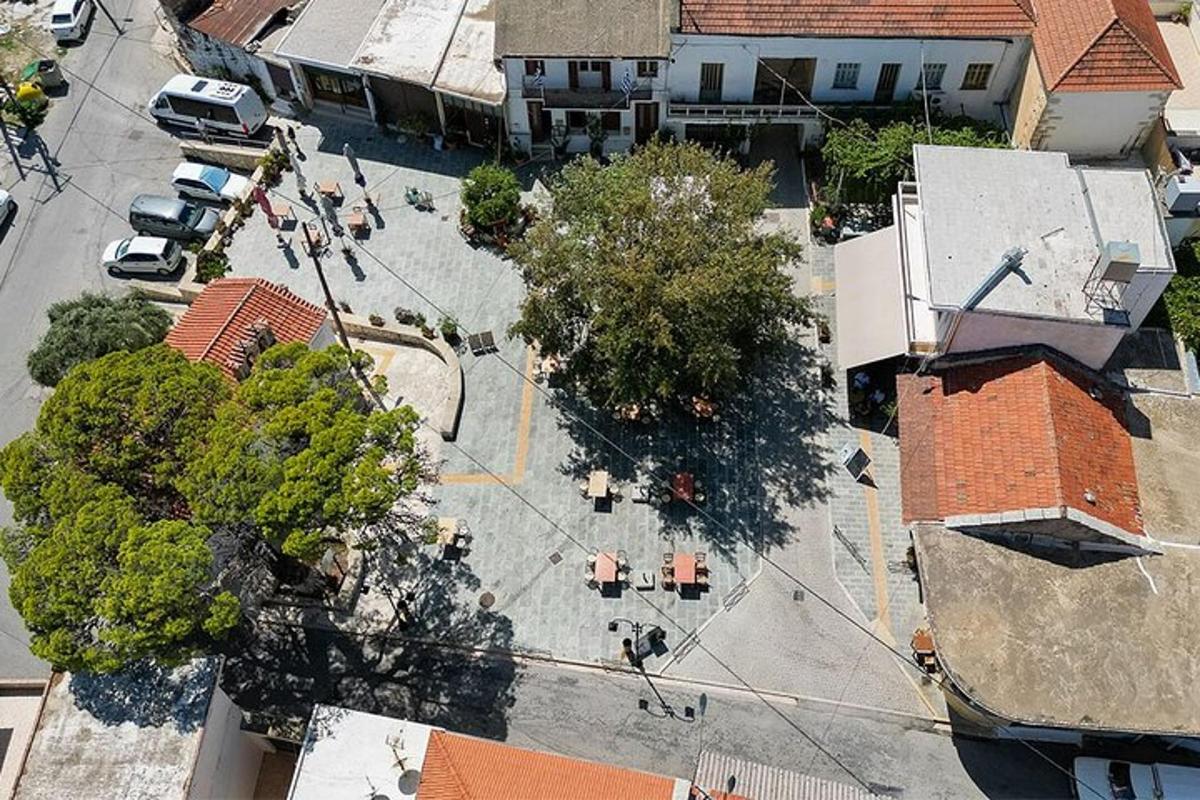 an overhead view of a street in a city
