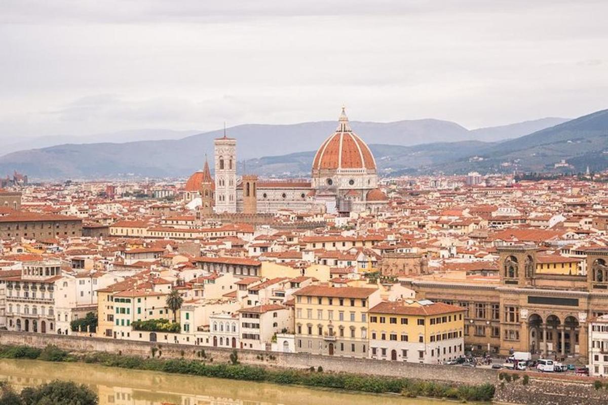 una vista d'una ciutat amb edificis i muntanyes