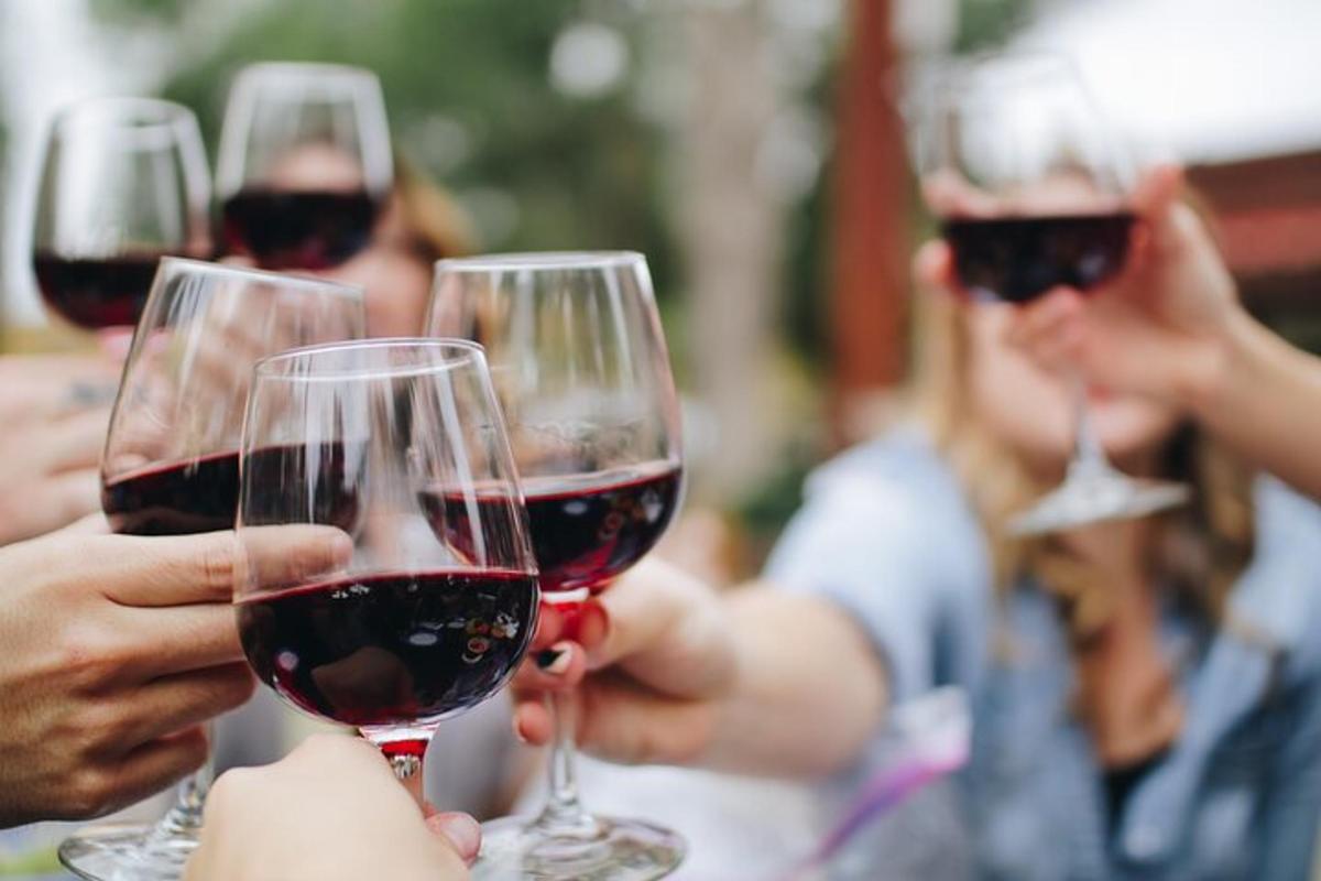 Un grupo de personas sosteniendo copas de vino.