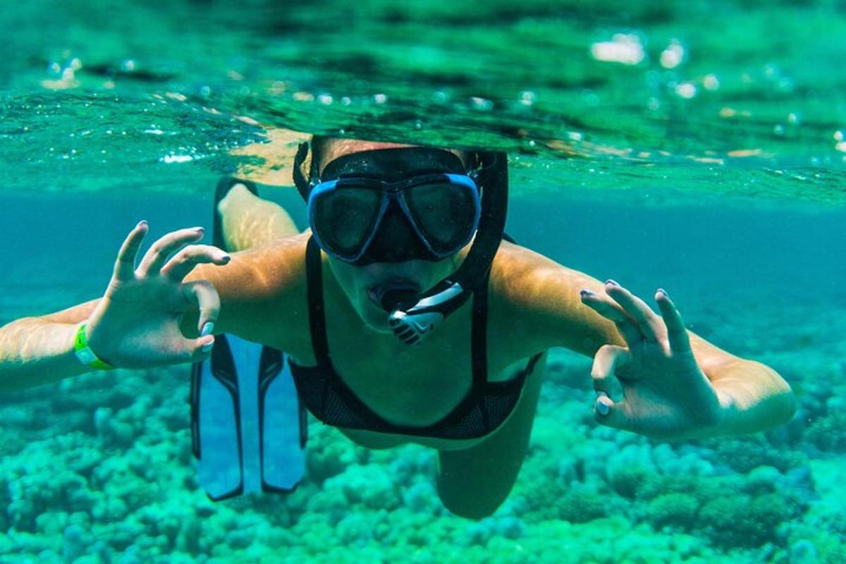 una persona en el agua usando un snorkel