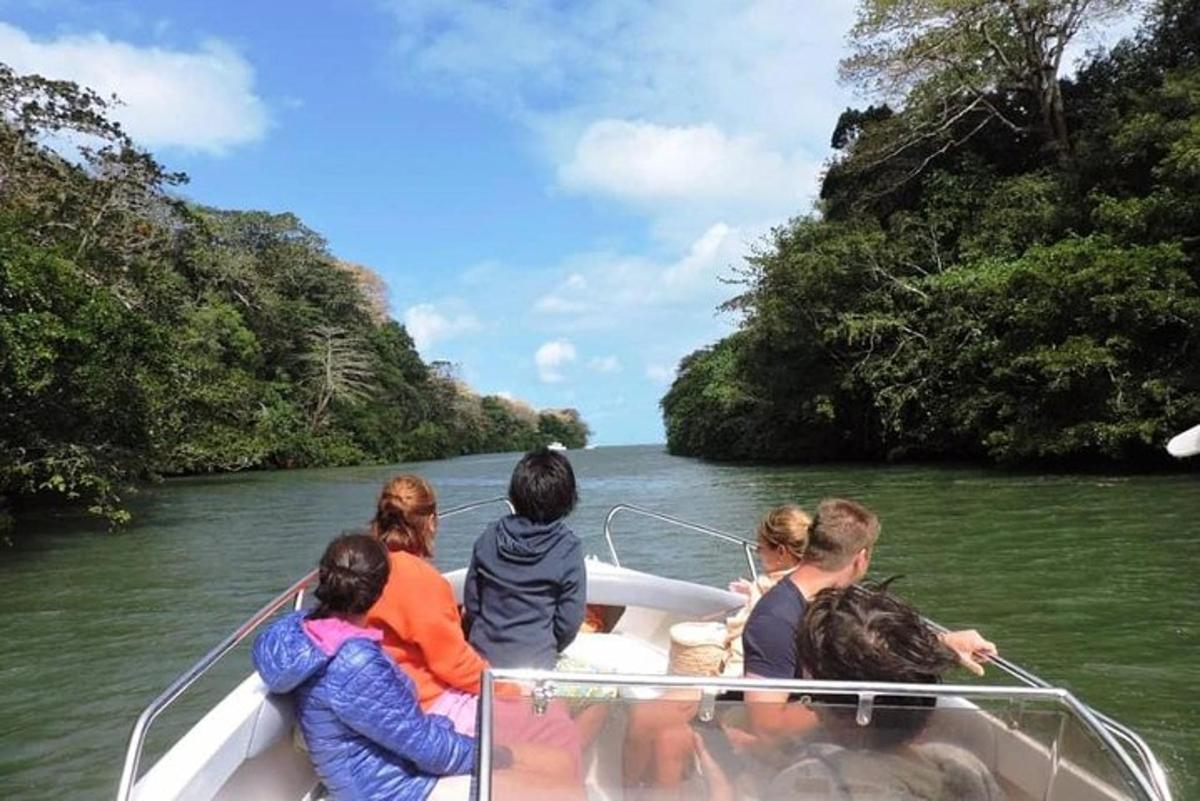 a group of people on a boat on a river
