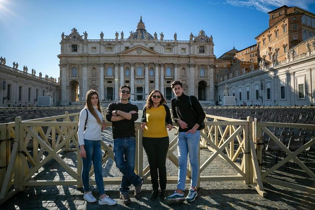 a group of people standing in front of a building