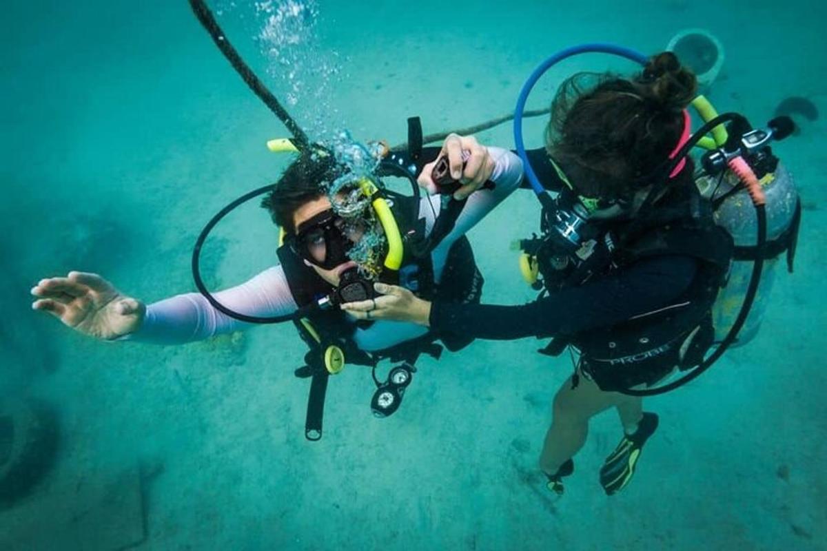 due persone in acqua con attrezzatura subacquea