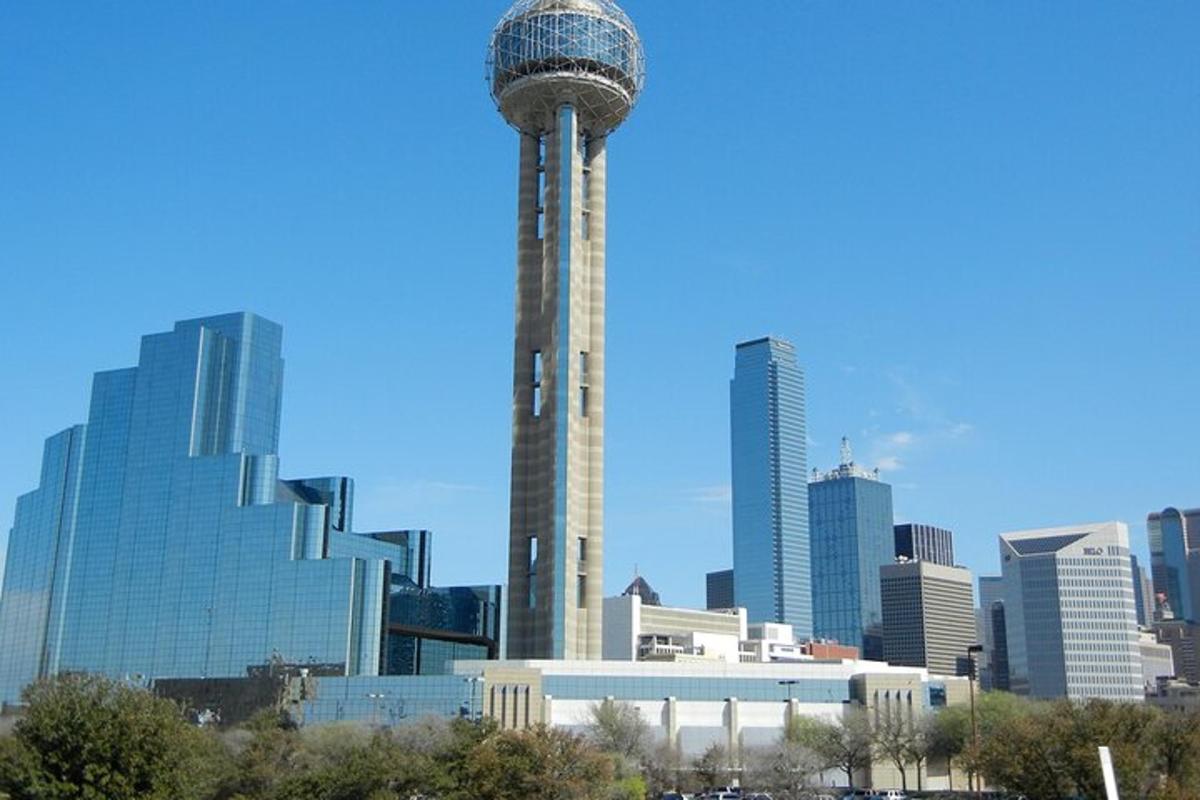 a view of a city skyline with a tower